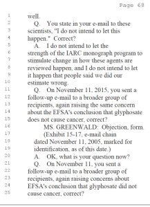 email attacking EFSA on behalf of IARC being agent of change