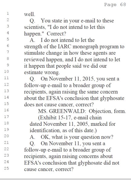 email attacking EFSA on behalf of IARC being agent of change